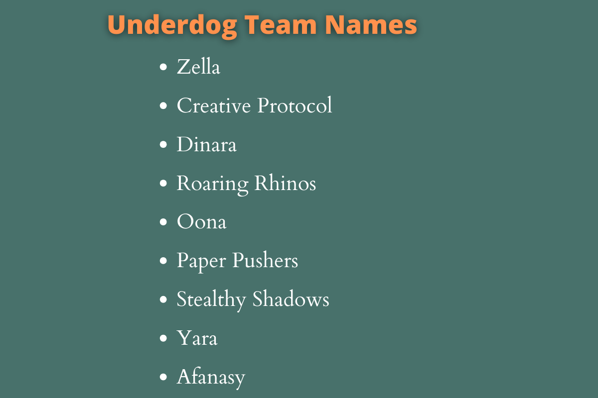 Underdog Team Names