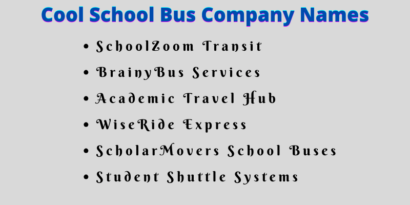 School Bus Company Names