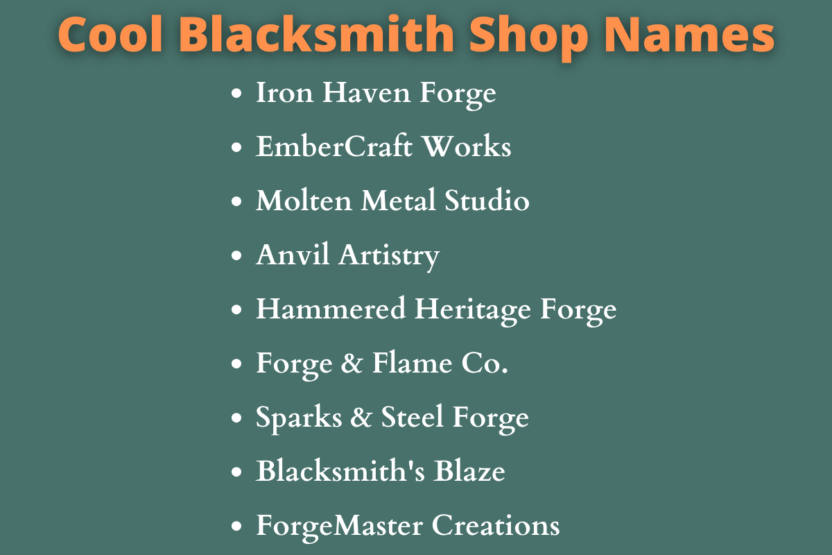 Blacksmith Shop Names