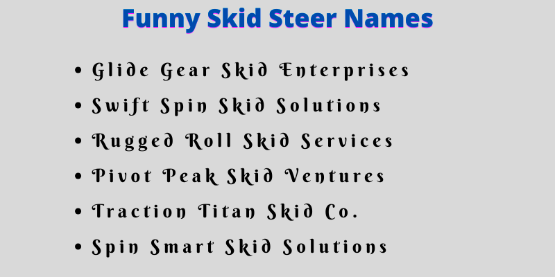 Skid Steer Business Names