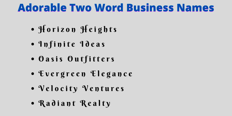 Two Word Business Names