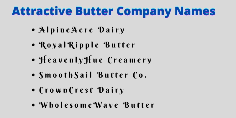 Butter Company Names