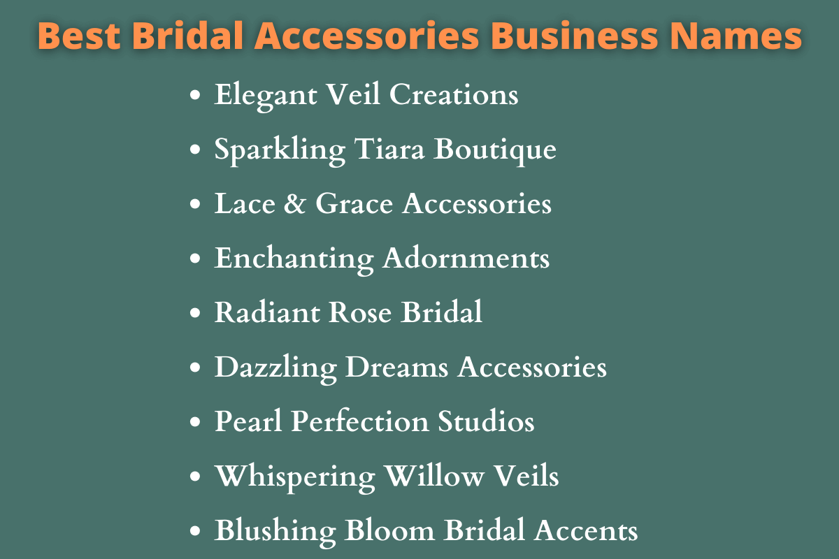 Bridal Accessories Business Names