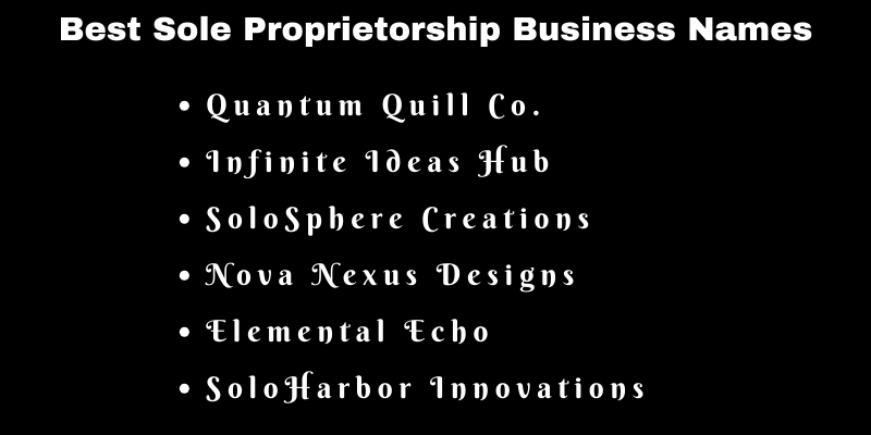 Sole Proprietorship Business Names