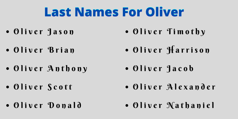 Last Names For Oliver
