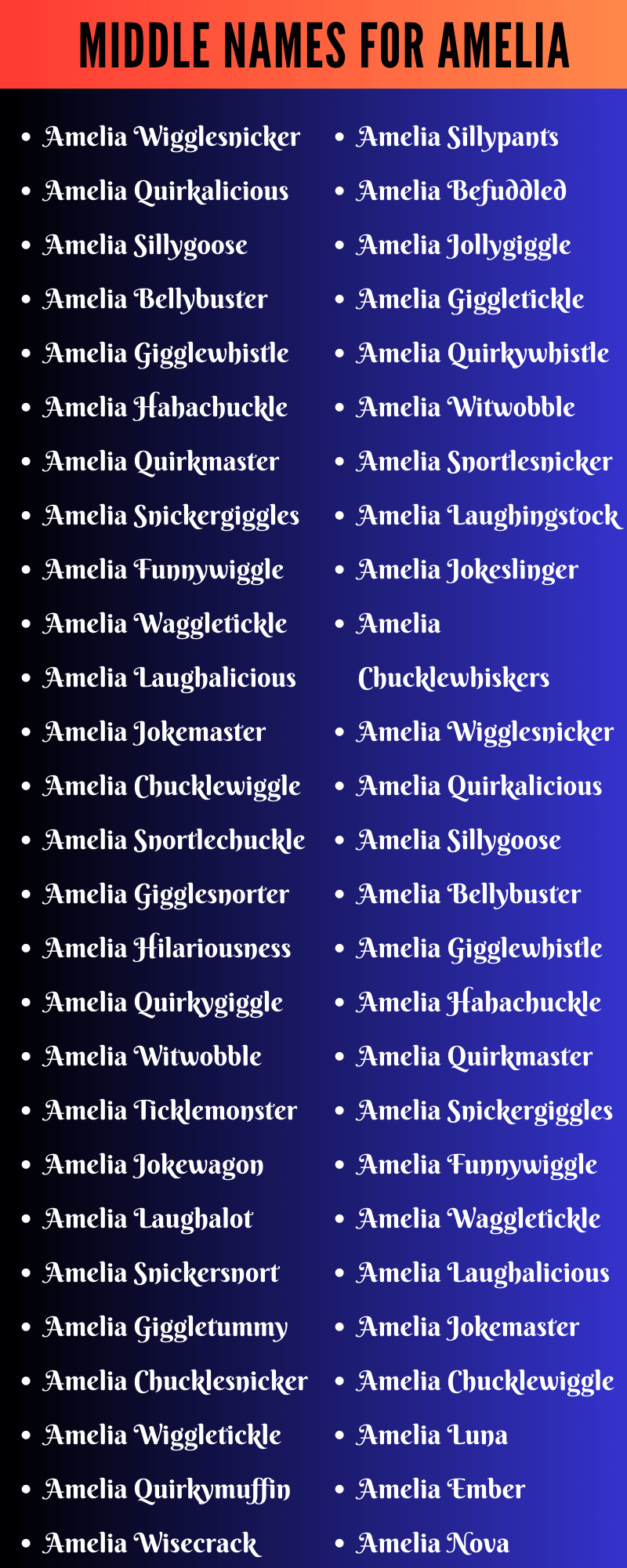 Middle Names For Amelia