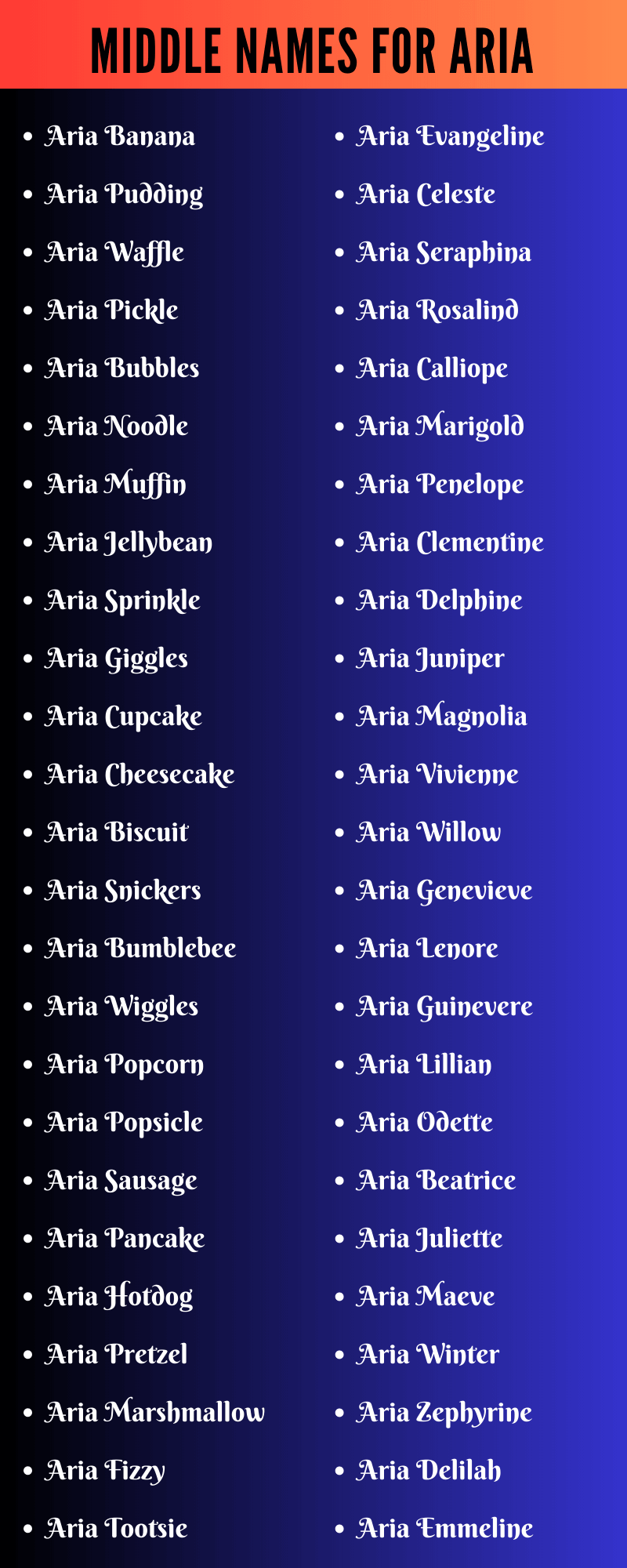 Middle Names For Aria