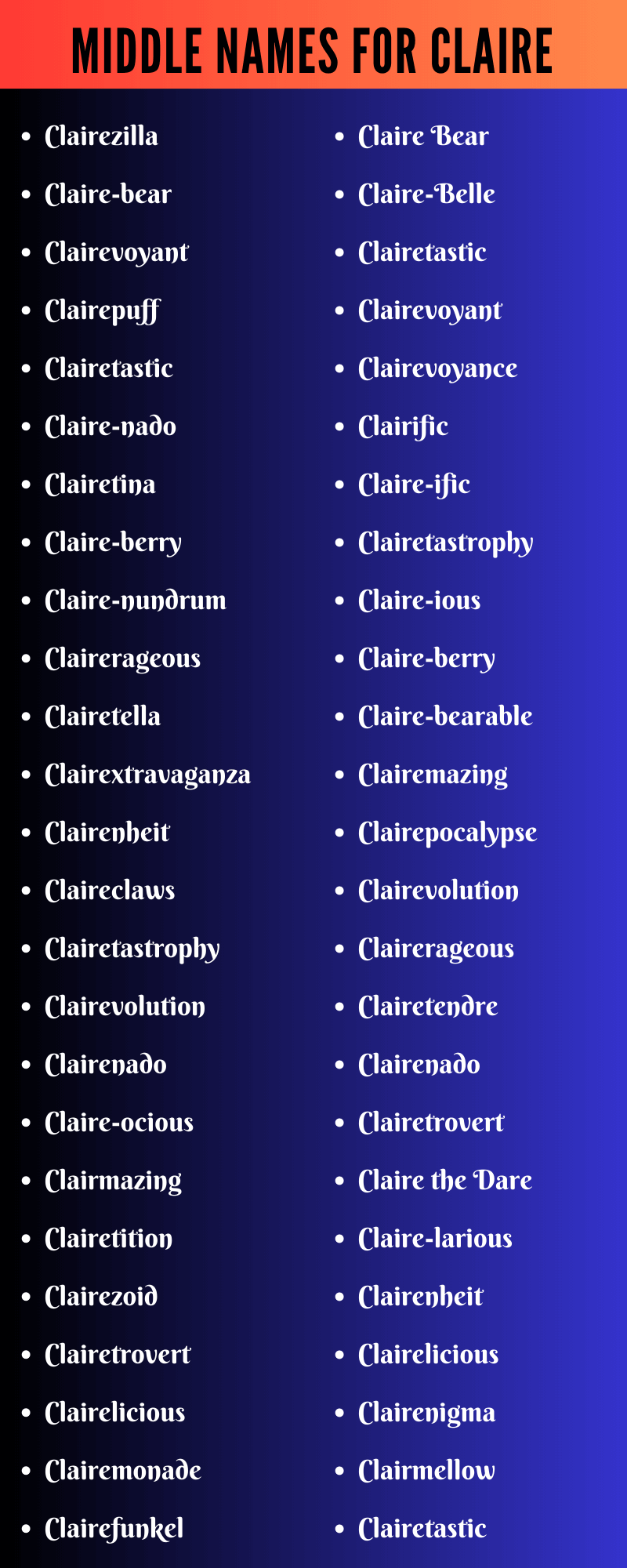 Middle Names For Claire