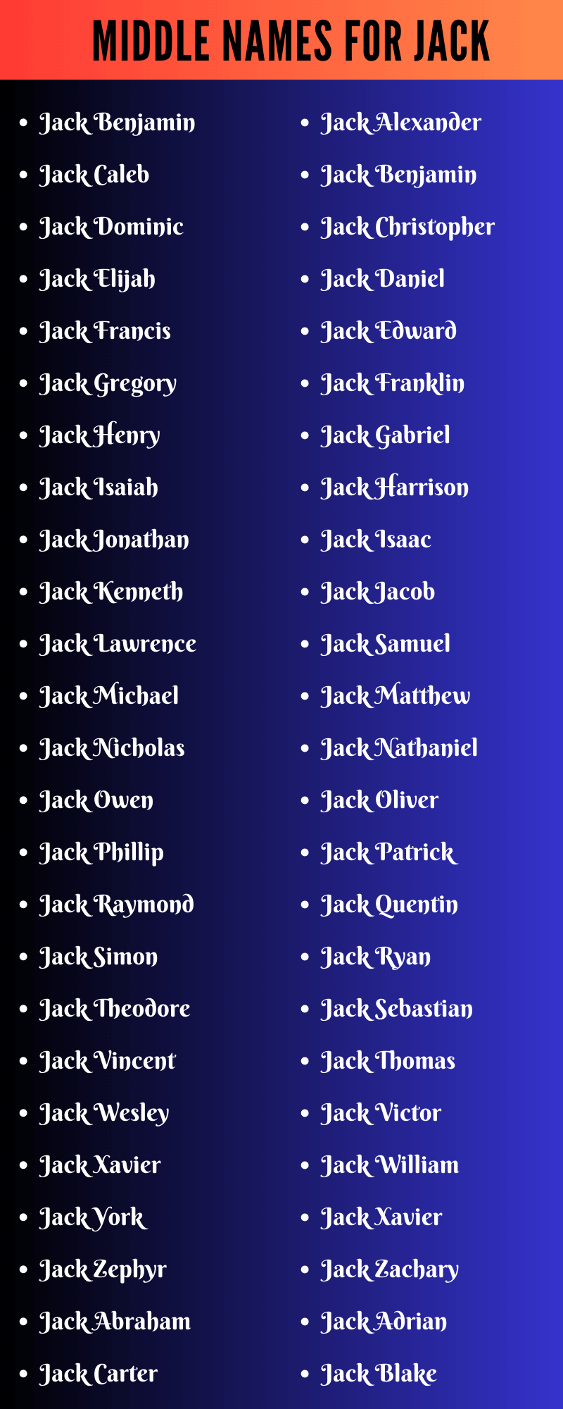Middle Names For Jack