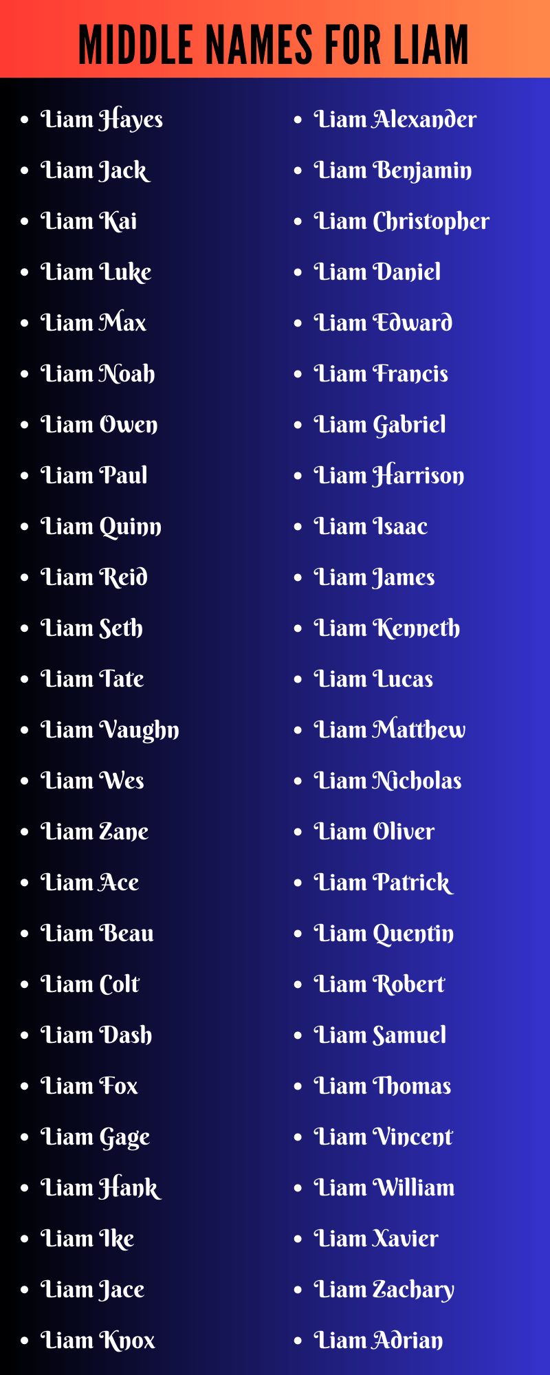 Middle Names For Liam