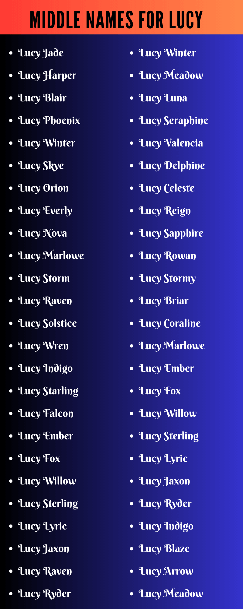 Middle Names For Lucy