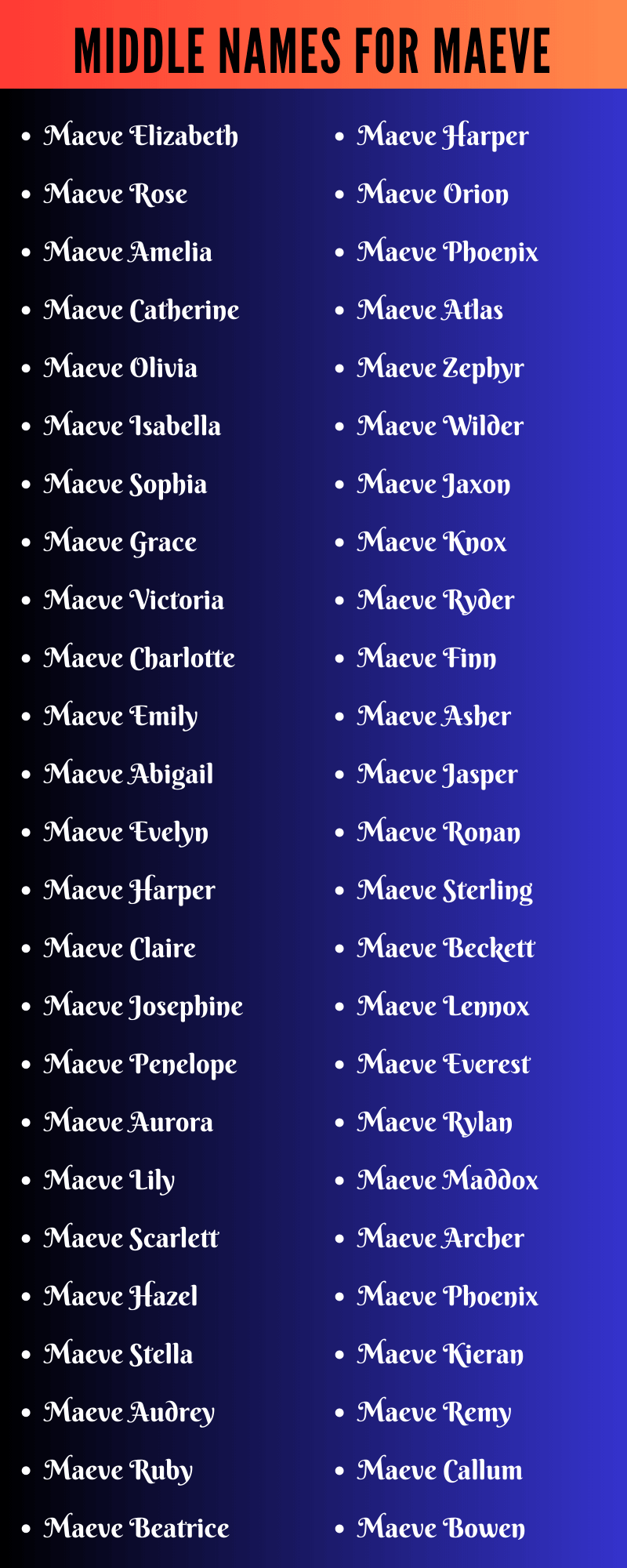 Middle Names For Maeve