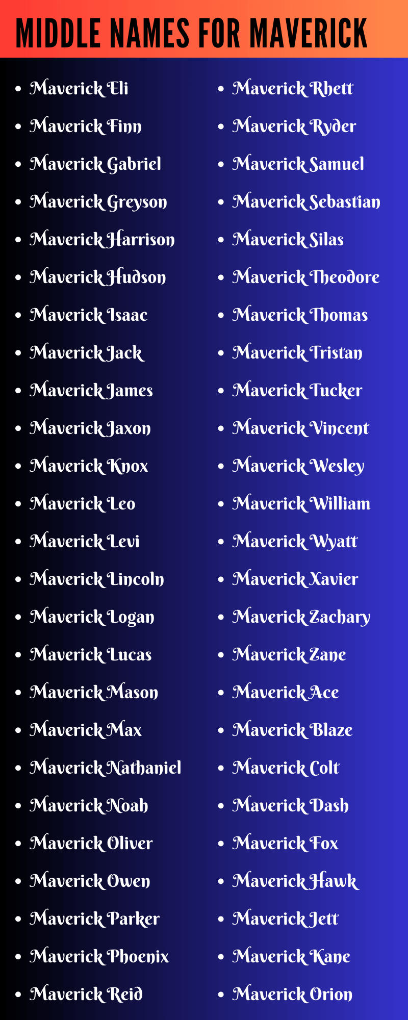 Middle Names For Maverick