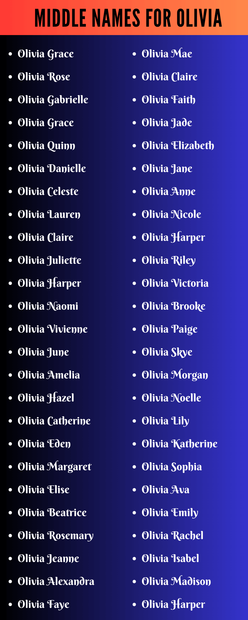 Middle Names For Olivia