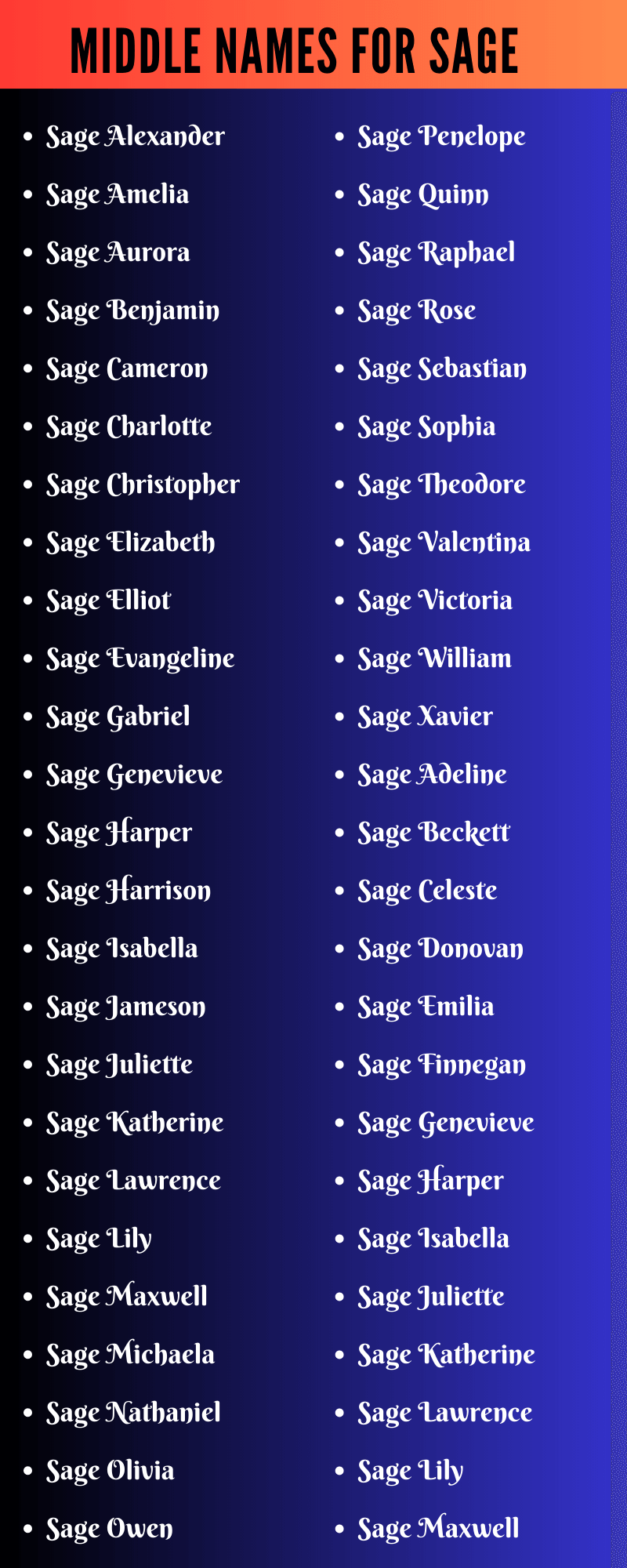 Middle Names For Sage