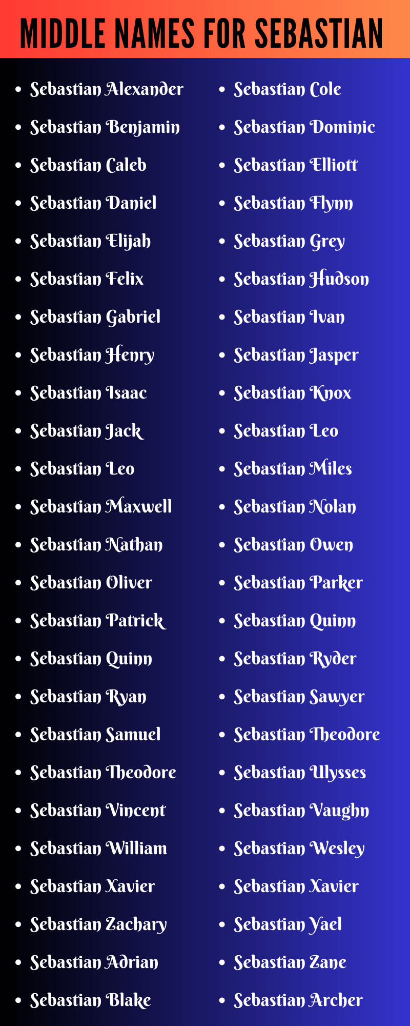 Middle Names For Sebastian