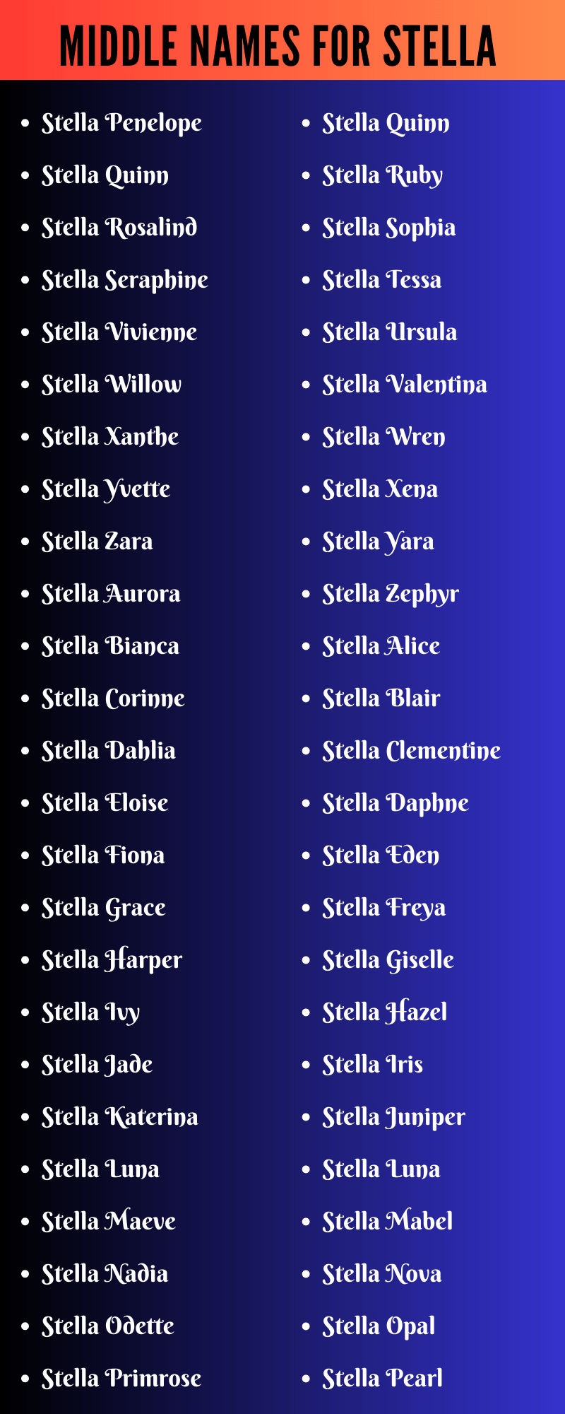 Middle Names For Stella