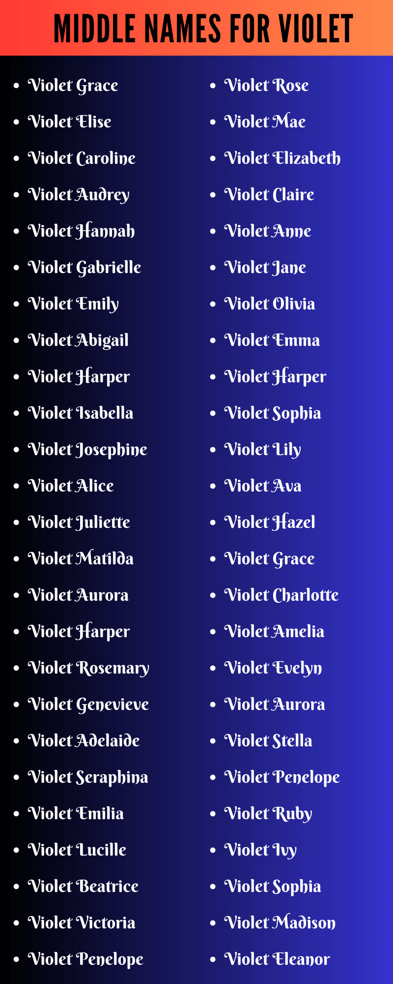 Middle Names For Violet