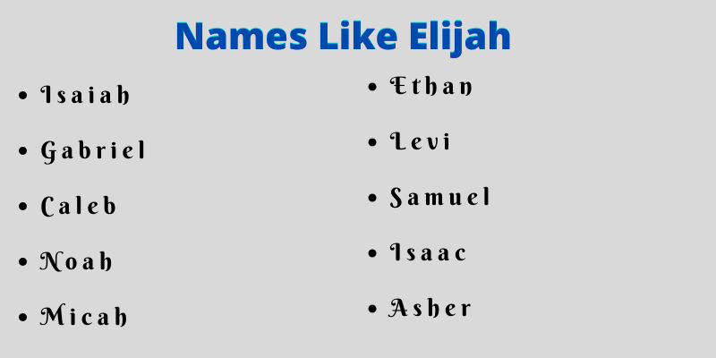Names Like Elijah