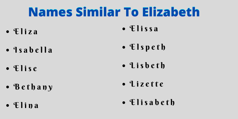 Names Similar To Elizabeth