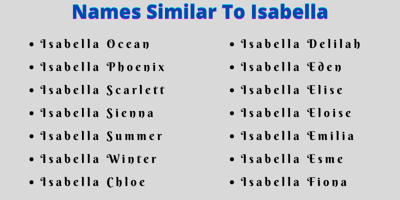 Names Similar To Isabella