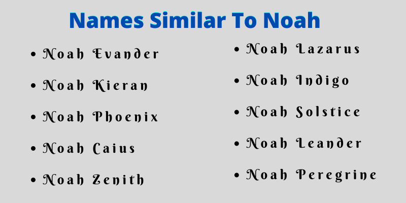 Names Similar To Noah