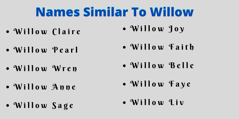 Names Similar To Willow