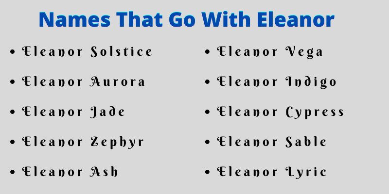 Names That Go With Eleanor