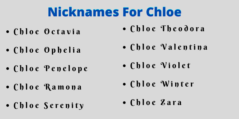 Nicknames For Chloe