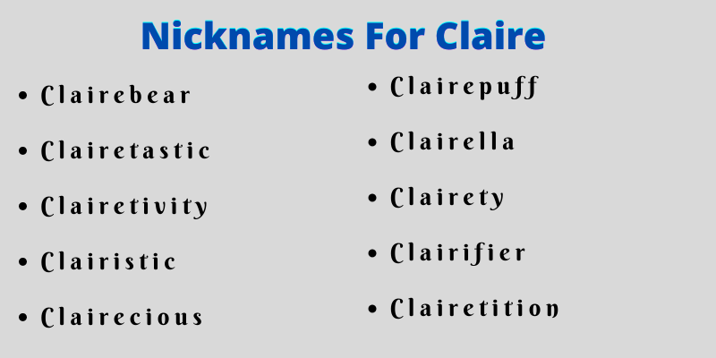 Nicknames For Claire