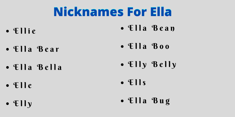Nicknames For Ella
