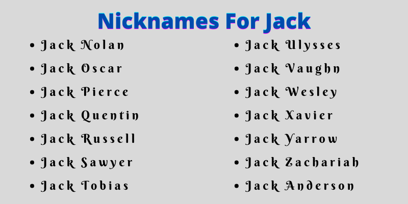 Nicknames For Jack