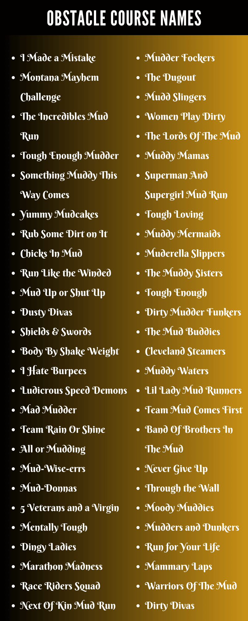 Obstacle Course Names