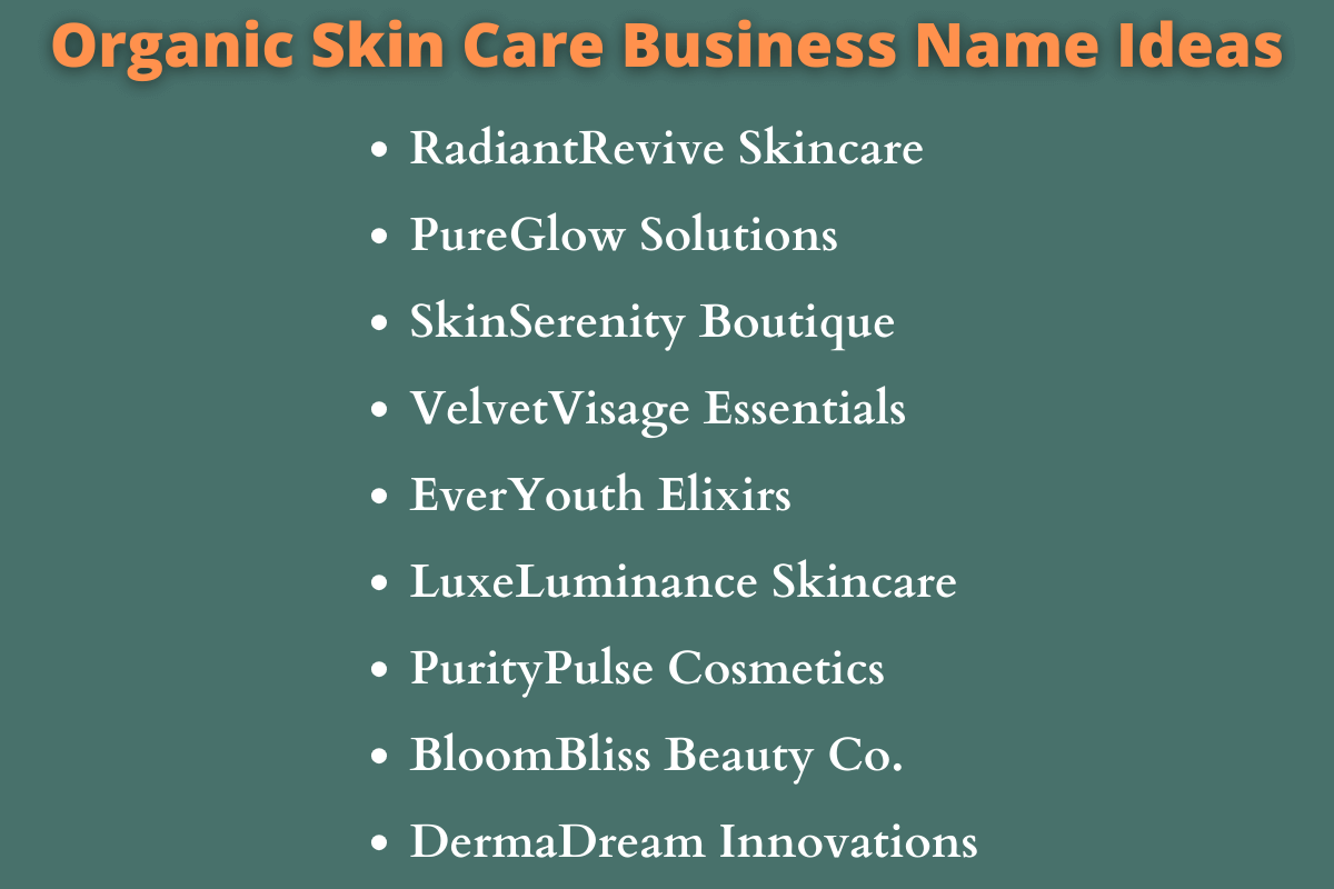 Skin Care Business Name Ideas