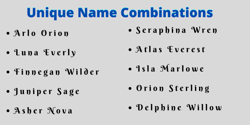 Unique Name Combinations