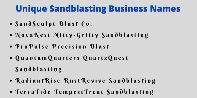 Sandblasting Business Names