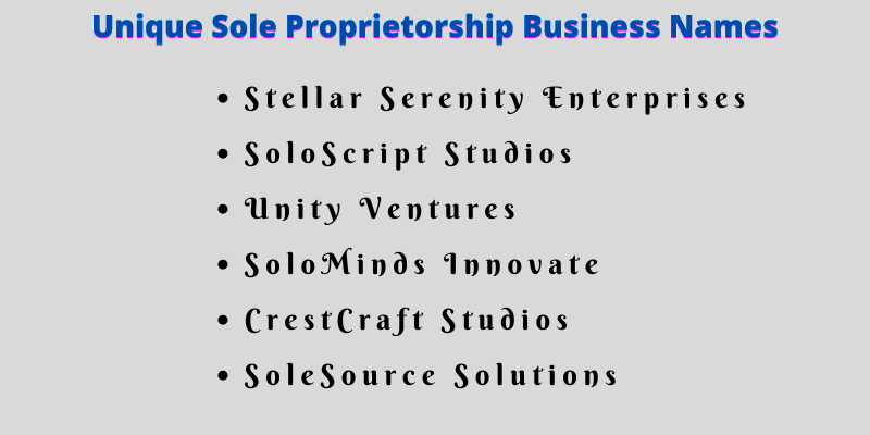 Sole Proprietorship Business Names