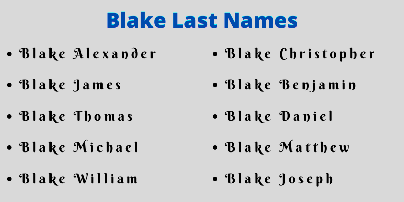 Blake Last Names