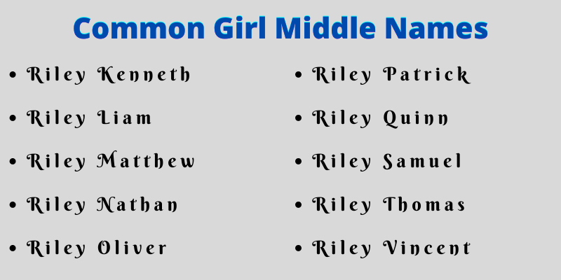 Common Girl Middle Names