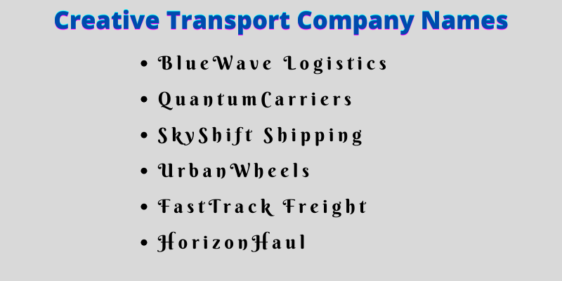 Transport Company Names