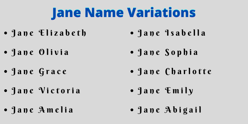 Jane Name Variations