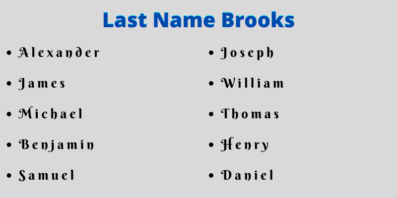 Last Name Brooks