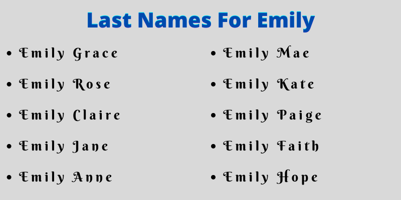 Last Names For Emily