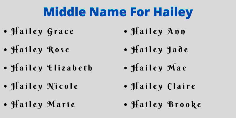 Middle Name For Hailey