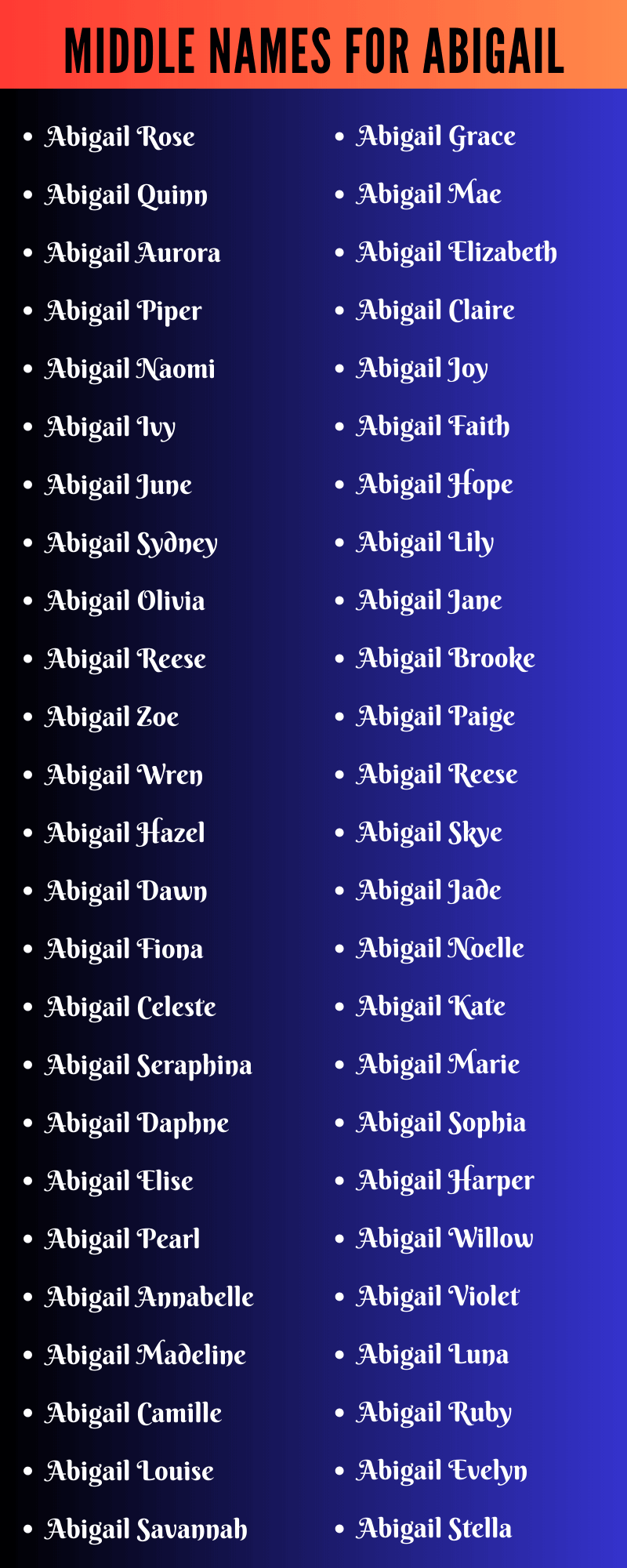 Middle Names For Abigail