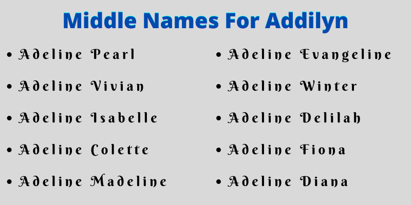 Middle Names For Addilyn