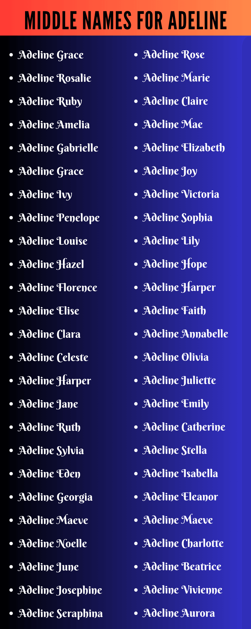 Middle Names For Adeline