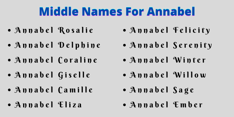 400 Amazing Middle Names For Annabel