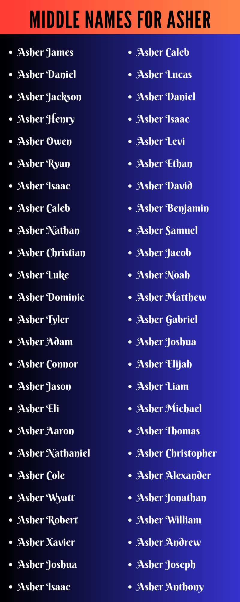Middle Names For Asher