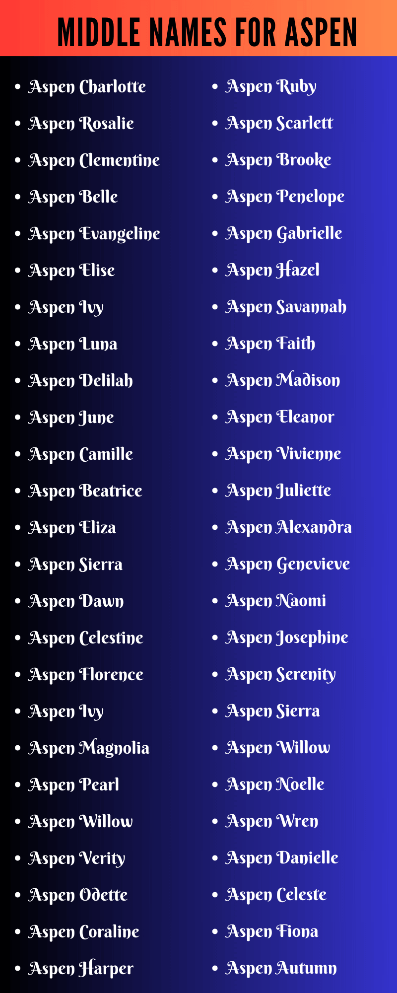 Middle Names For Aspen